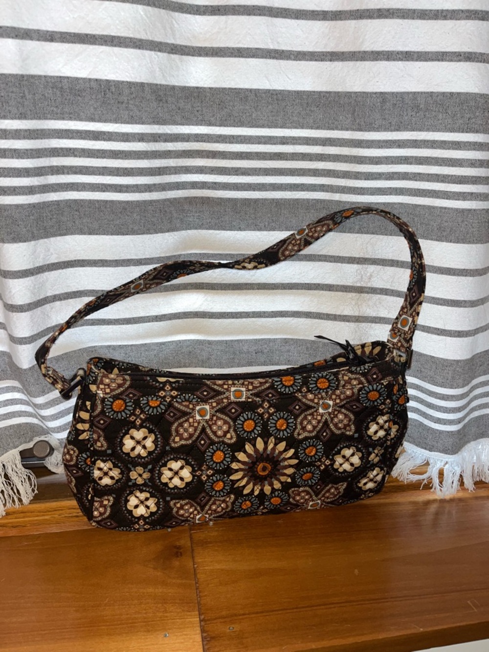 Vera Bradley Quilted Floral Shoulder Bag - Brown & Orange